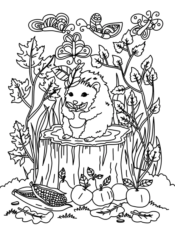 Hedgehog on the stump, the Bold version: thicker, darker lines and fewer tiny details
