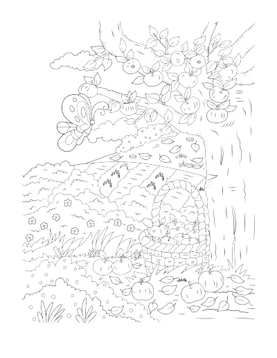 Apple tree and basket, the Regular version