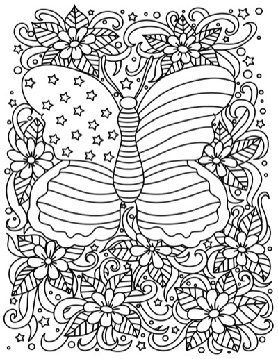 Stars-and-stripes butterfly, the Bold version: thicker, darker lines and fewer tiny details