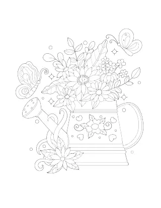 Watering can and flowers