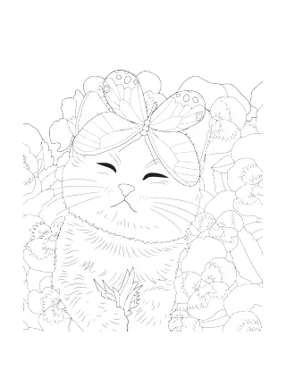 The cat in the flowers