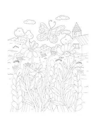 Village behind the wildflowers
